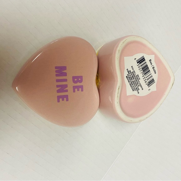 Pink Heart-Shaped Trinket Box “Be Mine” Glossy Gold Plated Metal Love Heart Dang - Picture 5 of 6